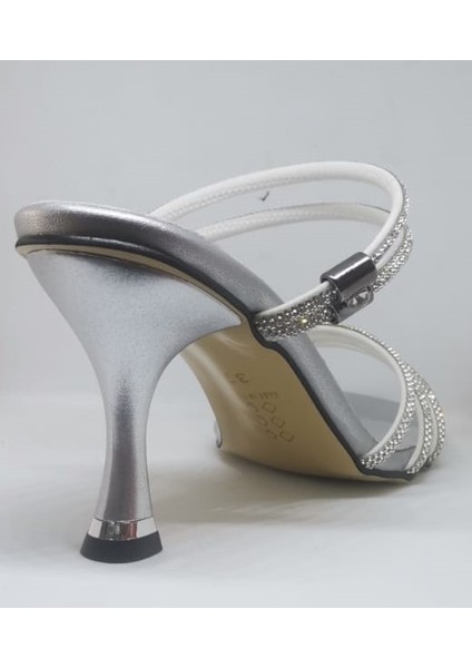 19508 Kadın Açık Taşlı Abiye Ayakkabı Gümüş fırsatları
