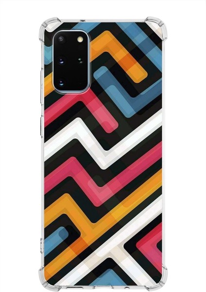 Samsung Galaxy S20 Plus Köşe Korumalı Antişok Kapak Labirent Grafiti Tasarımlı Şeffaf Kılıf