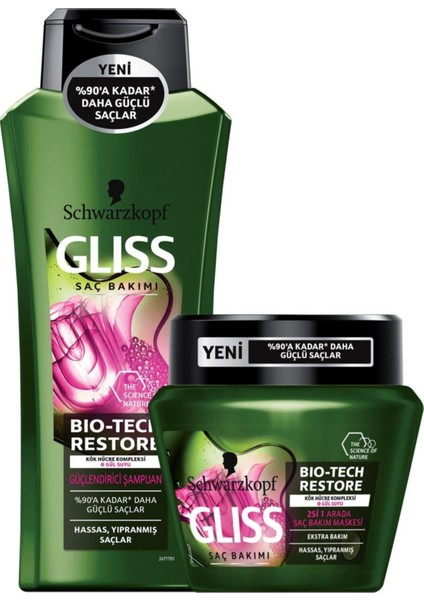 Bio-Tech Güçlendirici Şampuan 360 ml + Gliss Bio-Tech Saç Bakım Maskesi 300 ml