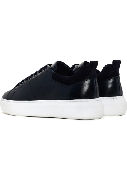 Erkek Lacivert Deri Sneaker