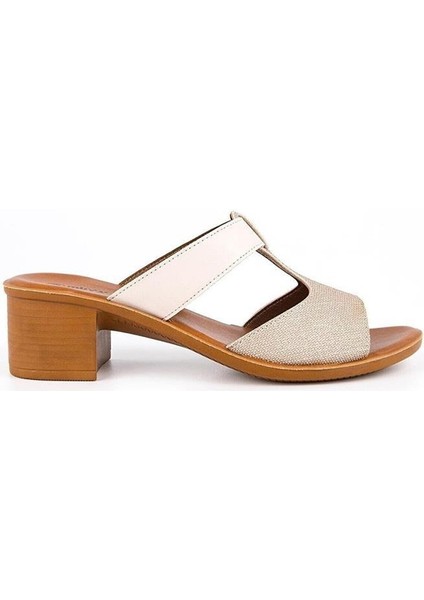 Ceria 31010-045 Topuklu Kadın Terlik Krem 36-40