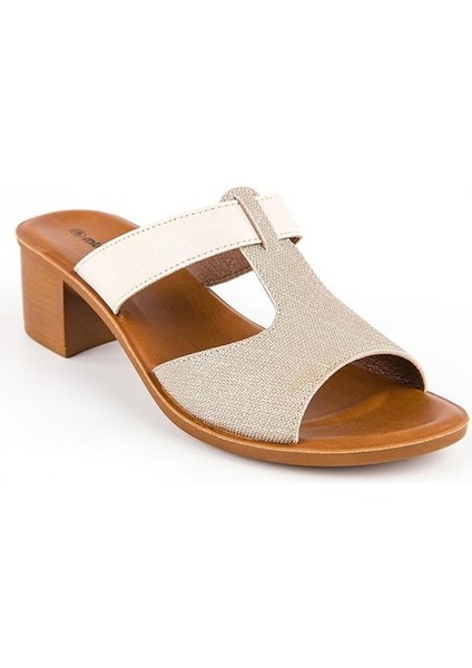 Ceria 31010-045 Topuklu Kadın Terlik Krem 36-40