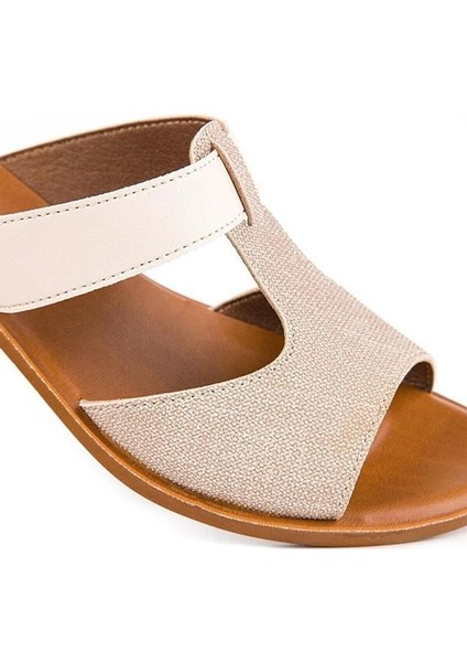 Ceria 31010-045 Topuklu Kadın Terlik Krem 36-40