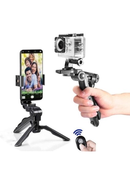 Ezra Aksesuar Profesyonel Kumandalı Tripod 146 Telefon ve Kamera Tutucu Bluetooth Kumandalı