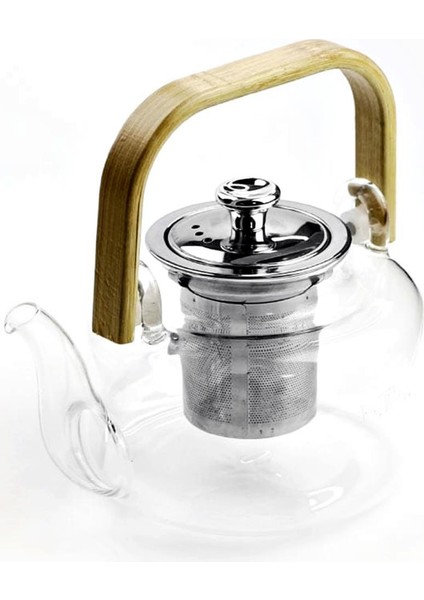 Ateşe Dayanıklı Çelik Süzgeçli Ahşap Saplı Lüx Cam Demlik 1500ML-20814 fiyatları