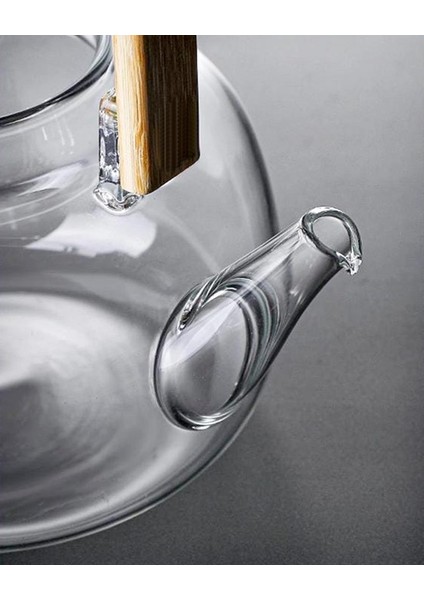 Ateşe Dayanıklı Çelik Süzgeçli Ahşap Saplı Lüx Cam Demlik 1500ML-20814 indirimleri