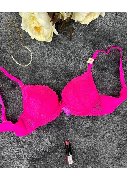 Barbie Pembe Double Push-up Dantelli Balenli İthal Sütyen -244