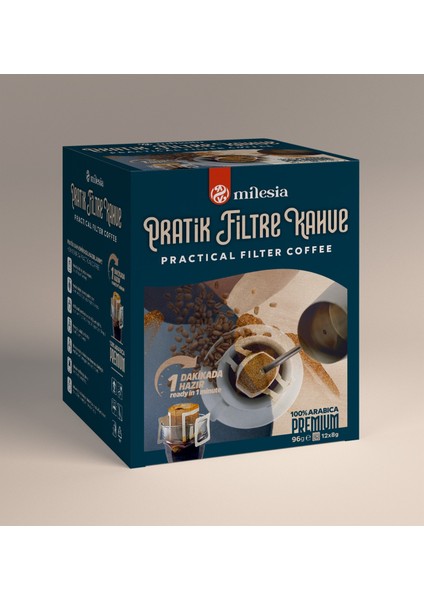 Premium Pratik Filtre Kahve 12 x 8 gr / Drip Kahve / %100 Arabica