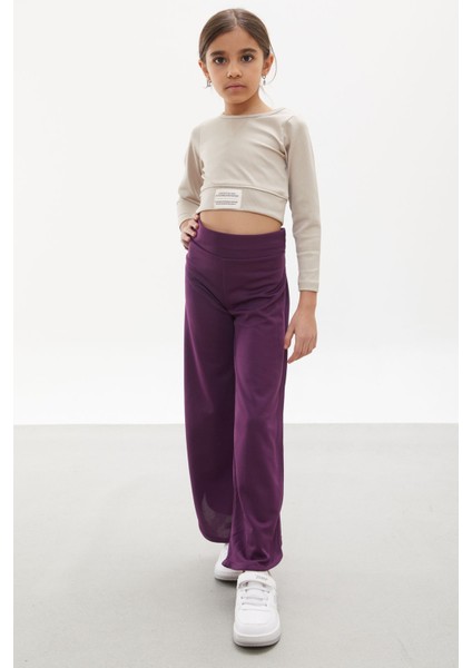 Mor Yırtmaçlı Paça Kuşaklı Viskon Kumaş Kız Pantolon 18104 fiyatları
