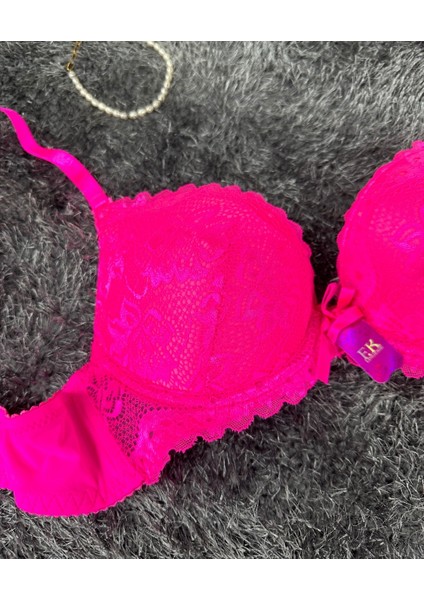 Barbie Pembe Double Push-up Dantelli Balenli İthal Sütyen -244