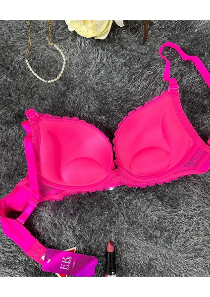 Barbie Pembe Double Push-up Dantelli Balenli İthal Sütyen -244