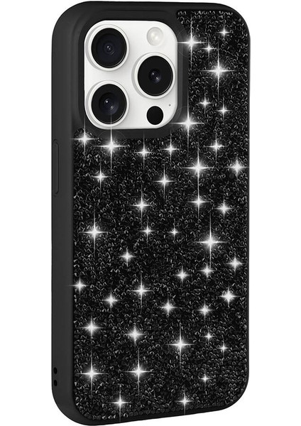 iPhone 15 Pro Kılıf Parlak Taşlı Tasarım Pırlanta Kılıf