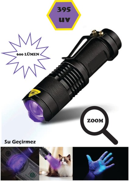 Ultraviyole El Feneri, Oje Tırnak Idrar Dışkı Tespiti, 395 Nm Uv Feneri Zoom 600 Lümen fiyatları