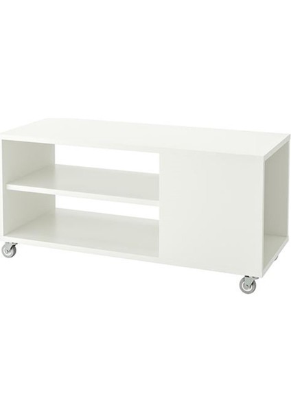 Vıhals Tekerlekli Beyaz Renk Orta Sehpa 91X37 cm Depolama Alanlı