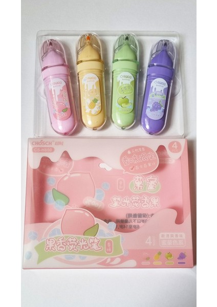 4'lü Pastel Renkler Chosch Ferahlatıcı Meyve Kokulu Fosforlu Kalem fiyatları