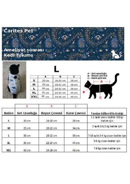 Ameliyat Sonrası Yara Bölgesini Koruyan Kedi Tulumu indirimleri