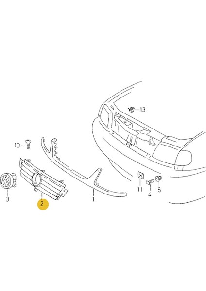 Vw Caddy 1996-2003 Ön Panjur Izgarası 6K5853654D modelleri