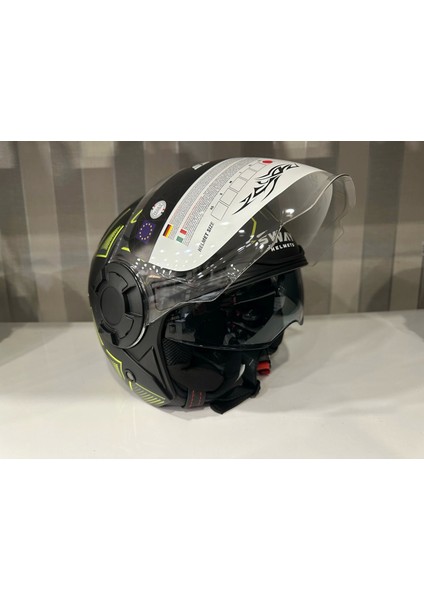 Kask Sway SW-766 Matt Cırcle Black Yellow Güneş Gözlüklü modelleri