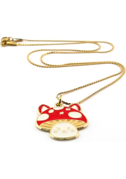 Kawaii Fungi Cat Kedi Mantar Sarı Paslanmaz Çelik Zincir Kadın Kolye Q0781 fiyatları