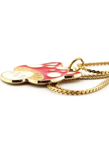 Kawaii Fungi Cat Kedi Mantar Sarı Paslanmaz Çelik Zincir Kadın Kolye Q0781 modelleri