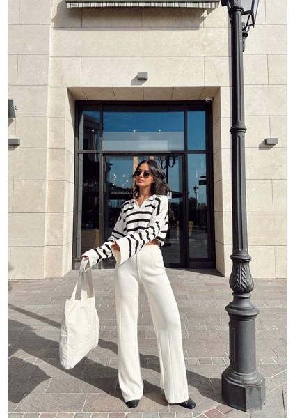 Polo Yaka Çizgili Triko Takım modelleri