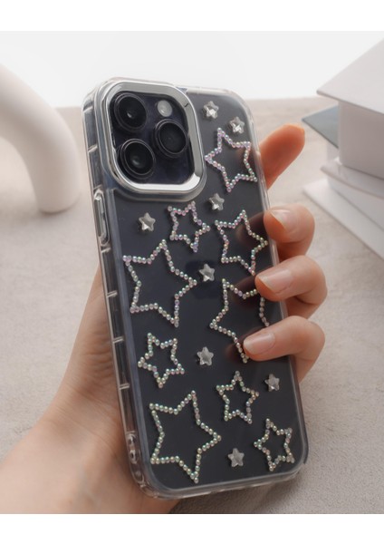 iPhone 14 Promax Uyumlu Hologram Yıldızlı Şeffaf Kılıf