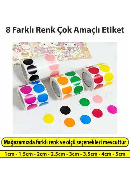 Karışık Renkli Etiket Çok Amaçlı Yuvarlak Kesim Ambalaj Etiketi 1cm - 500 Adet fiyatları