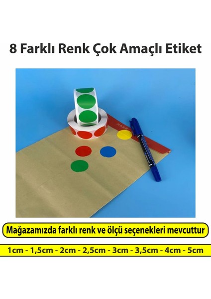 Karışık Renkli Etiket Çok Amaçlı Yuvarlak Kesim Ambalaj Etiketi 1cm - 500 Adet modelleri
