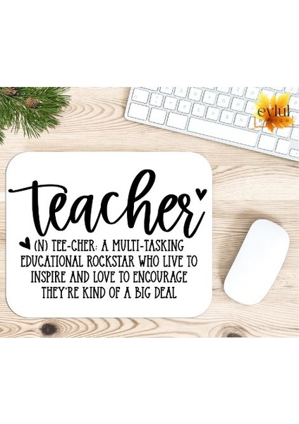 Teacher Baskılı Öğretmen Özel Tasarım Dikdörtgen Kaydırmaz Mousepad