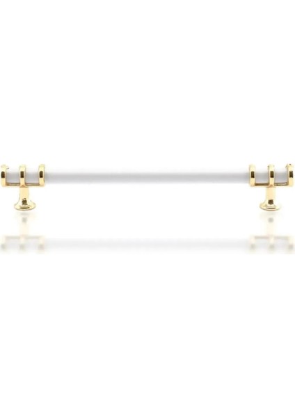 Polimer Boncuk Halka Modern Dolap Çekmece Kulpları (160 mm ) Altın Beyaz-2 Adet
