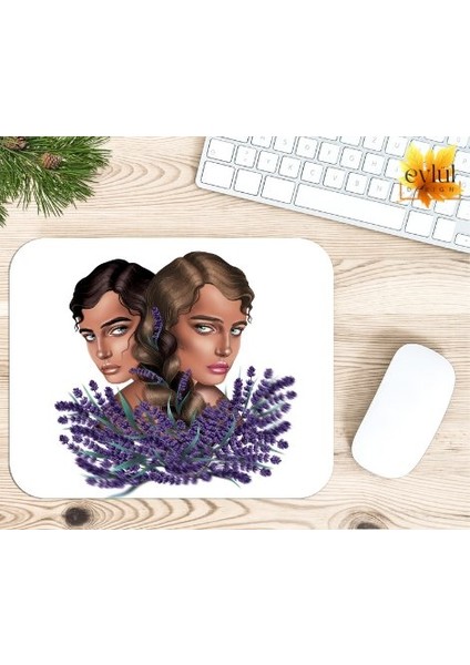 Aesthetic Kız Kardeşler Baskılı Özel Tasarım Dikdörtgen Kaydırmaz Mousepad