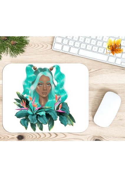 Aesthetic Kadın Baskılı Özel Tasarım Dikdörtgen Kaydırmaz Mousepad