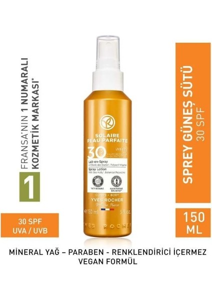 Vücut Güneş Spreyi - Spf 30 / Solaire Peau Parfaite Cildinizi Uva/uvb Işınlarına Karşı Korur, Yumuşaklık, Esneklik ve Nem Kazandırır! 150 ml