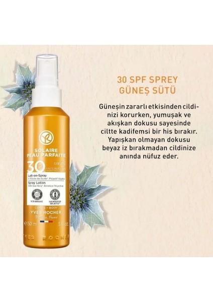 Vücut Güneş Spreyi - Spf 30 / Solaire Peau Parfaite Cildinizi Uva/uvb Işınlarına Karşı Korur, Yumuşaklık, Esneklik ve Nem Kazandırır! 150 ml fırsatları