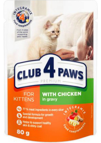 CLUB4PAWS Tavuklu Premium Pouch Yavru Kedi Maması 80 gr 326107