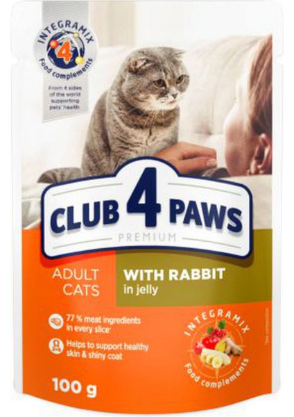 CLUB4PAWS Tavşanlı Premium Pouch Kedi Maması 100 gr 326107