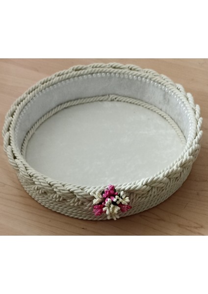 Fnt Yuvarlak Örgü Sepet Organizer Hediyelik Bohçalık Çeyizlik Havlu Makyaj Kutu Sepet