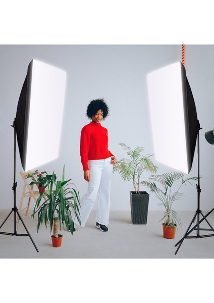 50X70CM Softbox 4 Duylu Ikili Sürekli Işık Seti Foto Video Ürün Çekim Makyaj 50X70 Softbox Çantalı fiyatları