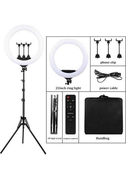 Döküm Ayaklı 22 Inç 600 LED Tripod Rıng Lıght Işık Influencer Youtuber Işığı Güzellik Makyaj LED