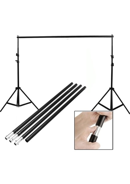 2x2 Metre Fon Çekim Standı Ürün ve Video Çekim Için Fon Perde Standı