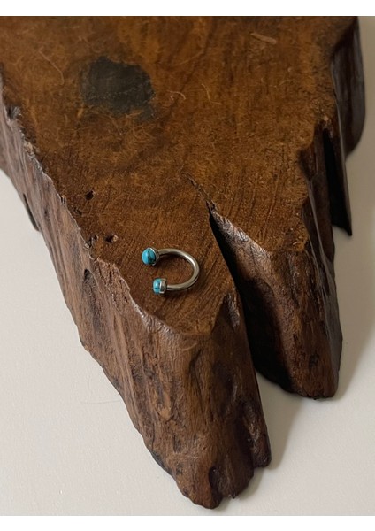 316 L Cerrahi Çelik Firuze Taşlı 8 mm Halka Piercing