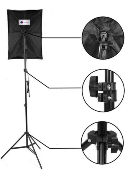 50X70 Softbox Sürekli Video Işık Seti Tek Duylu 6500 Kelvin LED Lamba fiyatları