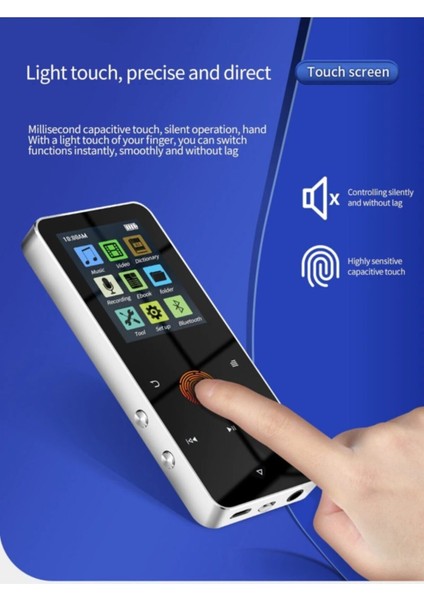 Bluetooth Lu Mp3-Mp4 Çalar Fm Radyolu Şarjlı Mp4 Player Dahili Hoparlör