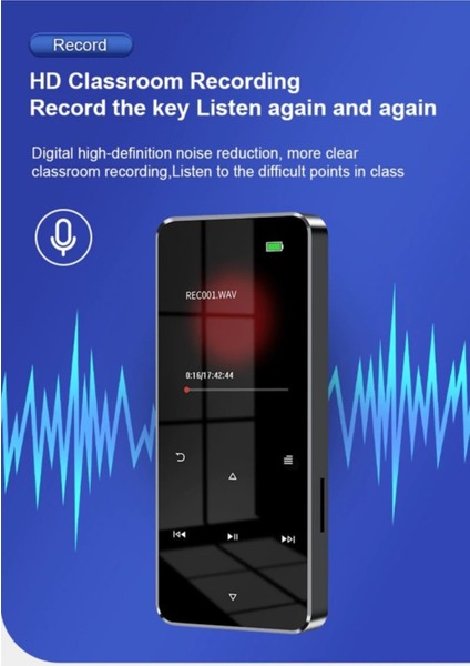 Bluetooth Lu Mp3-Mp4 Çalar Fm Radyolu Şarjlı Mp4 Player Dahili Hoparlör