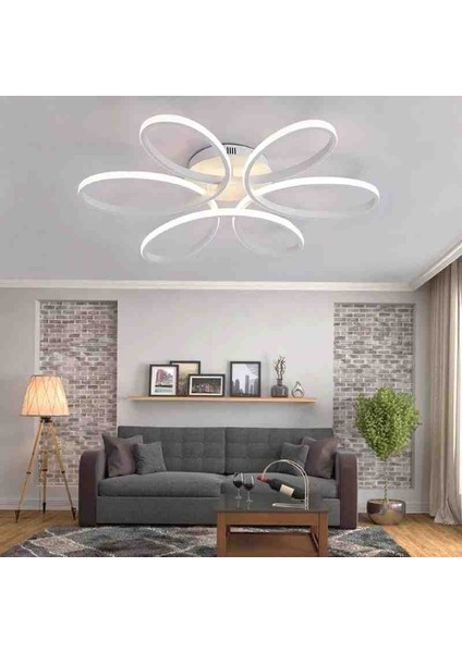 St Aydınlatma Luxor Oturma Odası,Salon,Yatak Odası İçin Beyaz Alüminyum Gövdeli,beyaz LED Işıklı Plafonyer Avize 60 cm