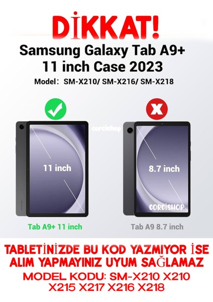 Samsung Galaxy Tab A9+Plus X210 X215 X217 Uyumlu 360° Dönerli Tablet Kılıfı 3lü Set