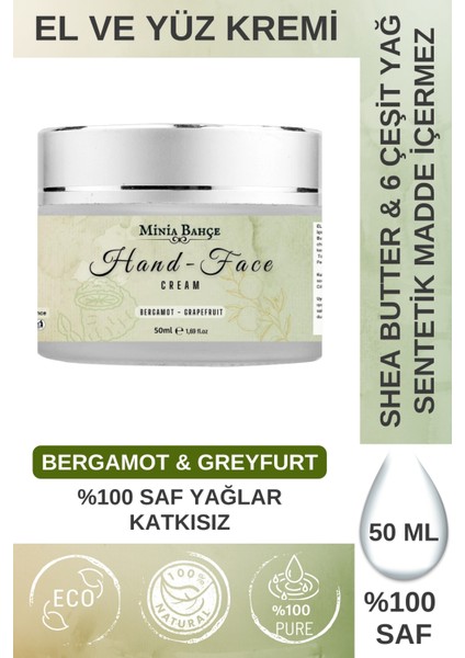 Koruyucu & Besleyici El ve Yüz Kremi, %100 Saf ve Katkısız, Greyfurt - Bergamot Yağı, 50 ml