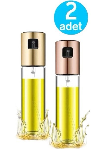 2 Adet Sprey Cam Zeytinyağı Sirke ve Sıvıyağ Şişesi Püskürtmeli Airfryer Pişirme Öncesi Yağdanlık 100 ml