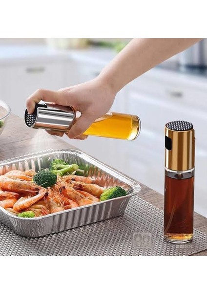 2 Adet Sprey Cam Zeytinyağı Sirke ve Sıvıyağ Şişesi Püskürtmeli Airfryer Pişirme Öncesi Yağdanlık 100 ml