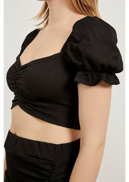 Kol Boğum Detaylı Crop Bluz indirimleri